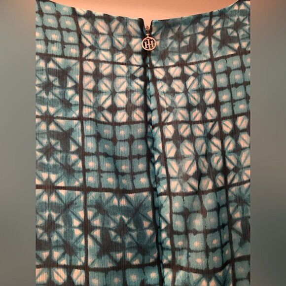NWT Tommy Hilfiger Teal Blue Chiffon Sleeveless V-Neck Front Rise Dress Size: 6 - Picture 7 of 9